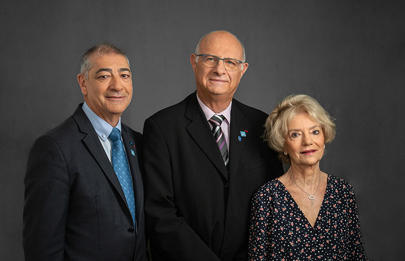 Christophe Bayard – Vice-président ; Pierre Lara – Président et Isabelle Conti, Vice-présidente